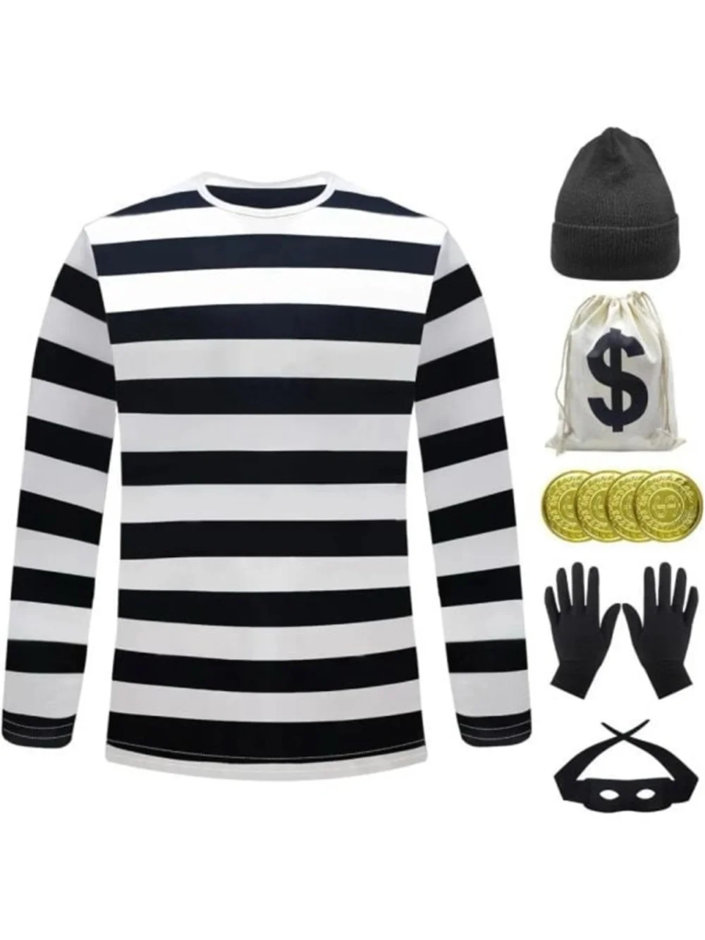 Adult Men's Robber Costume, Bank Robber Costume Thief Accessories for Hallowee